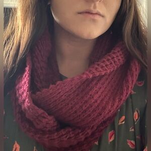 Cozy Burgundy Knit Infinity Scarf